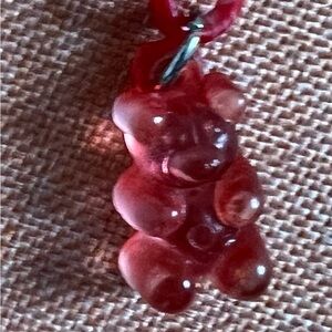 Red plastic haribo bear necklace